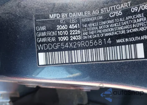 2009 Mercedes-Benz C 300 Luxury/Sport z USA, uszkodzony, nr VIN WDDGF54X29R056814